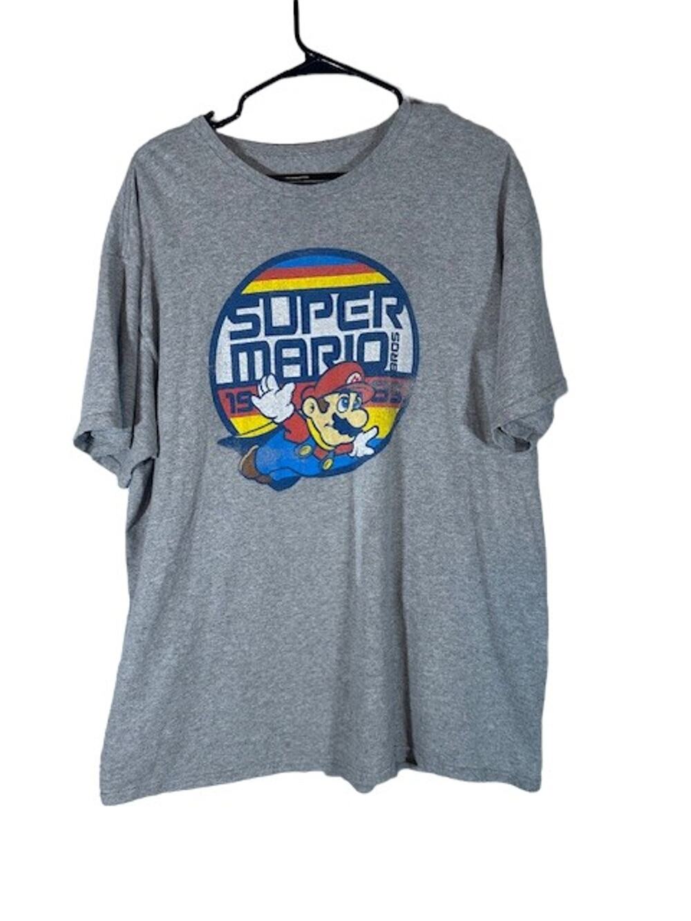 Super Mario World Gaming Gray Crew Neck Short Sleeve Casual T-Shirt Men Sz XL